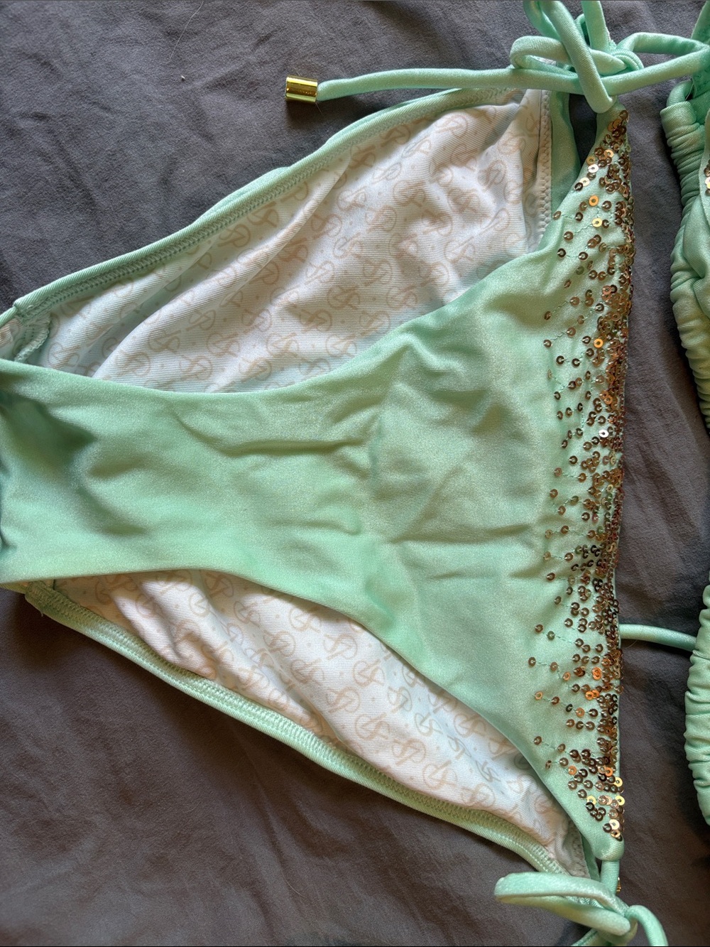 Victoria Secret mint and gold sequin tie bikini - Picture 3 of 4